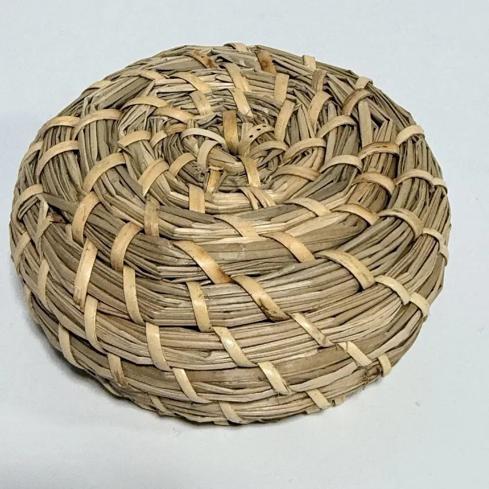 Small Sweetgrass Coil Basket Box with Lid South Carolina Handmade 4.5” Handmade